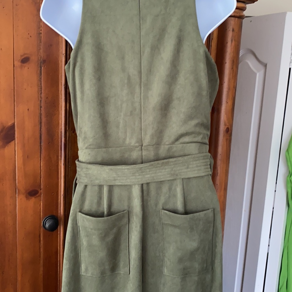 Banana republic Jumpsuit forest green Sleeveless. Size 0 petite Suede s - Picture 6 of 14